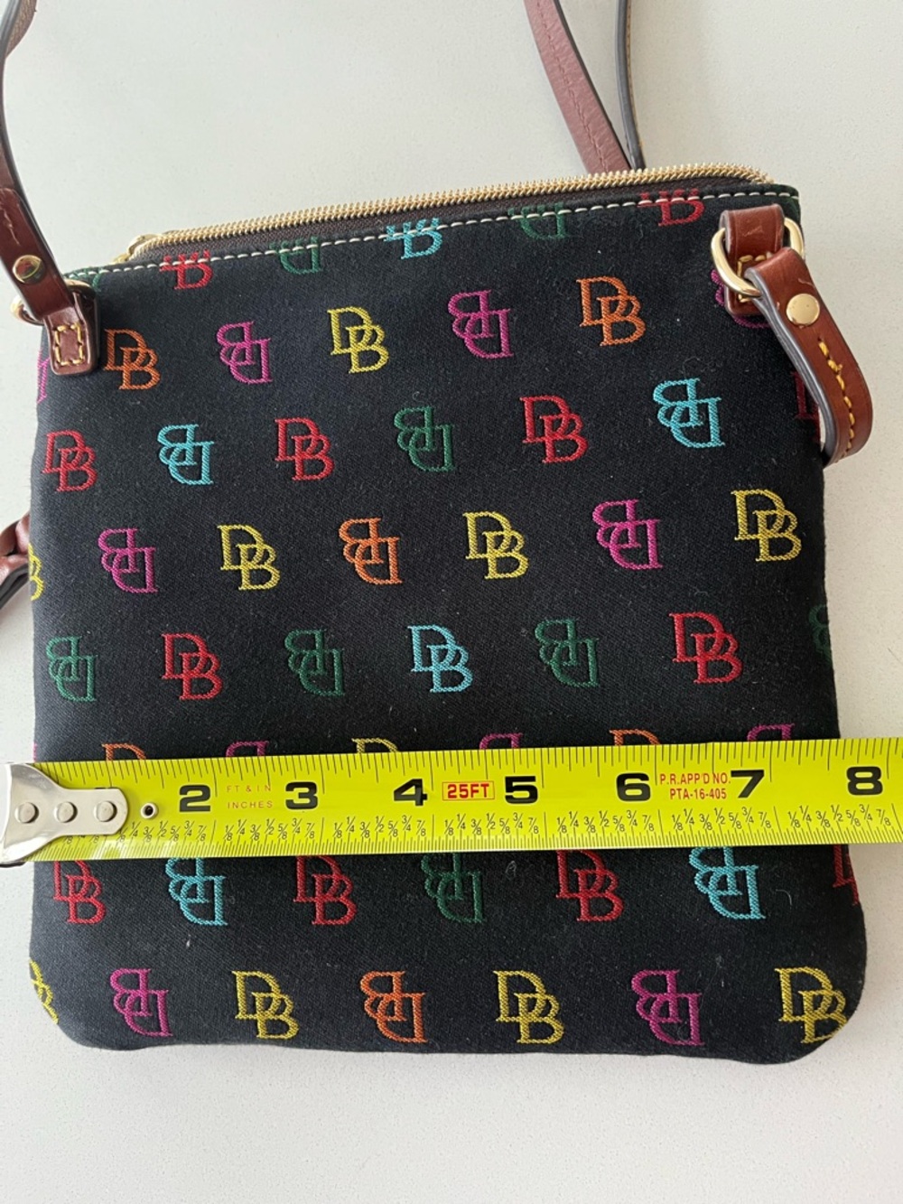 Dooney & Bourke Rainbow Monogram Crossbody Bag Black Canvas Y2K - Picture 10 of 10